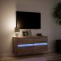 Preview: TV-Wandschrank LED-Beleuchtung Braun Eichen-Optik 100x31x45 cm