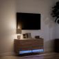 Preview: TV-Wandschrank mit LED-Leuchten Braun Eichen-Optik 80x31x38 cm