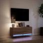 Preview: TV-Wandschrank mit LED-Beleuchtung Eichen-Optik 100x31x35 cm