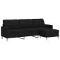 Preview: 3-Sitzer-Sofa mit Hocker Schwarz 210 cm Stoff