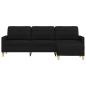 Preview: 3-Sitzer-Sofa mit Hocker Schwarz 210 cm Stoff