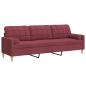 Preview: Sofa 3-Sitzer mit Zierkissen Weinrot 210 cm Stoff