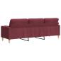 Preview: Sofa 3-Sitzer mit Zierkissen Weinrot 210 cm Stoff