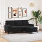 Preview: ARDEBO.de - 3-Sitzer-Sofa mit Hocker Schwarz 180 cm Samt