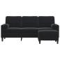 Preview: 3-Sitzer-Sofa mit Hocker Schwarz 180 cm Samt