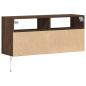 Preview: TV-Wandschrank LED-Beleuchtung Braun Eichen-Optik 100x31x45 cm