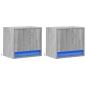 Preview: Wand-Nachttische mit LED-Leuchten 2 Stk. Grau Sonoma