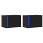 Preview: Wand-Nachttische mit LED-Leuchten 2 Stk. Schwarz