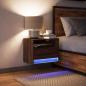 Preview: Wand-Nachttisch mit LED-Leuchten Braun Eichen-Optik