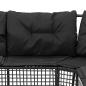 Preview: Gartensofa in L-Form mit Kissen und Fußbank Schwarz Poly Rattan