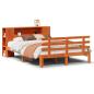 Preview: Massivholzbett mit Regal ohne Matratze Wachsbraun 150x200 cm