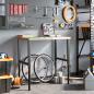 Preview: Werkbank 100x60x(73-99,5) cm Massivholz Eiche Rechteckig