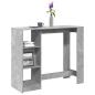 Preview: ARDEBO.de - Bartisch mit Regal Betongrau 124x46x103,5 cm Holzwerkstoff