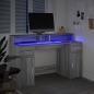 Preview: LED-Schreibtisch Grau Sonoma 140x55x91 cm Holzwerkstoff