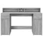 Preview: LED-Schreibtisch Grau Sonoma 140x55x91 cm Holzwerkstoff