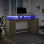 Preview: LED-Schreibtisch Sonoma-Eiche 160x55x91 cm Holzwerkstoff
