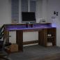 Preview: LED-Schreibtisch Braun Eichen-Optik 200x55x91 Holzwerkstoff