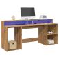 Preview: ARDEBO.de - LED-Schreibtisch Artisan-Eiche 200x55x91 Holzwerkstoff