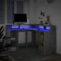 Preview: LED-Schreibtisch Betongrau 130x130x91 cm Holzwerkstoff