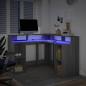 Preview: LED-Schreibtisch Grau Sonoma 130x130x91 cm Holzwerkstoff