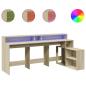 Preview: LED-Schreibtisch Sonoma-Eiche 200x104x91 cm Holzwerkstoff