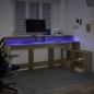 Preview: LED-Schreibtisch Sonoma-Eiche 200x104x91 cm Holzwerkstoff