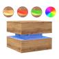 Preview: ARDEBO.de - Couchtisch mit LED-Leuchten Artisan-Eiche 50x50x40 cm