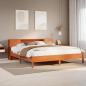 Preview: ARDEBO.de - Massivholzbett mit Regal ohne Matratze Wachsbraun 200x200 cm