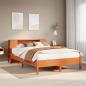 Preview: ARDEBO.de - Massivholzbett mit Regal ohne Matratze Wachsbraun 135x190 cm