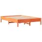 Preview: Massivholzbett mit Regal ohne Matratze Wachsbraun 135x190 cm