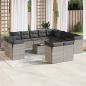 Preview: ARDEBO.de - 14-tlg. Garten-Sofagarnitur mit Kissen Hellgrau Poly Rattan