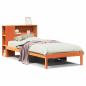 Preview: Massivholzbett mit Regal ohne Matratze Wachsbraun 75x190 cm