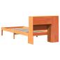 Preview: Massivholzbett mit Regal ohne Matratze Wachsbraun 75x190 cm