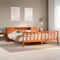 Preview: ARDEBO.de - Massivholzbett mit Regal ohne Matratze Wachsbraun 200x200 cm