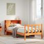 Preview: ARDEBO.de - Massivholzbett mit Regal ohne Matratze Wachsbraun 75x190 cm