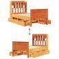 Preview: Massivholzbett mit Regal ohne Matratze Wachsbraun 75x190 cm
