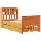 Preview: Massivholzbett mit Regal ohne Matratze Wachsbraun 75x190 cm