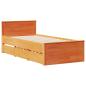 Preview: Massivholzbett mit Regal ohne Matratze Wachsbraun 75x190 cm