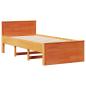 Preview: Massivholzbett mit Regal ohne Matratze Wachsbraun 75x190 cm