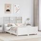 Preview: ARDEBO.de - Massivholzbett mit Regal ohne Matratze Weiß 140x190 cm
