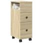 Preview: ARDEBO.de - Schmaler Badschrank mit Rädern Sonoma-Eiche Holzwerkstoff