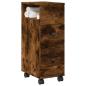 Preview: ARDEBO.de - Badschrank Schmal mit Rollen Räuchereiche Holzwerkstoff