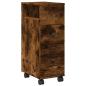 Preview: Badschrank Schmal mit Rollen Räuchereiche Holzwerkstoff