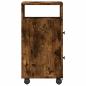 Preview: Badschrank Schmal mit Rollen Räuchereiche Holzwerkstoff