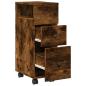 Preview: Badschrank Schmal mit Rollen Räuchereiche Holzwerkstoff