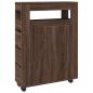 Preview: Badschrank Schmal mit Rollen Eichen-Optik Holzwerkstoff