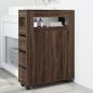 Preview: Badschrank Schmal mit Rollen Eichen-Optik Holzwerkstoff