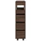 Preview: Badschrank Schmal mit Rollen Eichen-Optik Holzwerkstoff