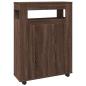 Preview: Badschrank Schmal mit Rollen Eichen-Optik Holzwerkstoff