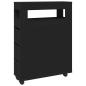 Preview: Badschrank Schmal mit Rollen Schwarz Holzwerkstoff